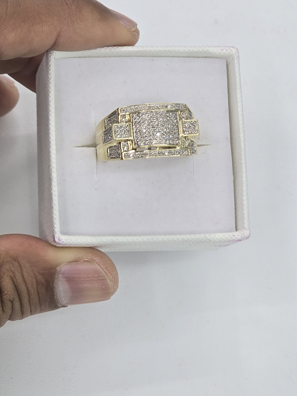 Real Diamond 10kt Gold Ring For Men - Picture 3 of 9